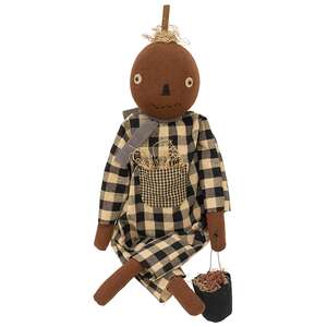 Primitive Pumpkin Boy with Apple Pail