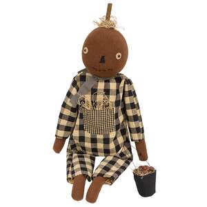 Primitive Pumpkin Boy with Apple Pail