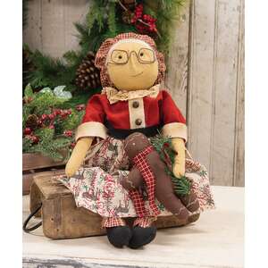 Olde Thyme Mrs. Claus Doll With Gingerbread Man