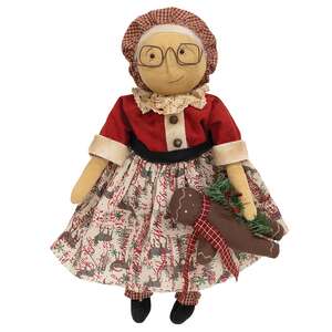 Olde Thyme Mrs. Claus Doll With Gingerbread Man