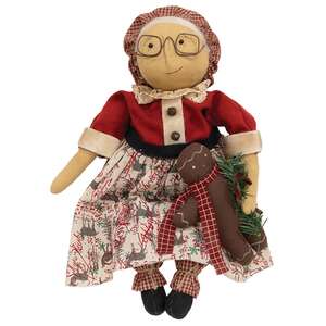 Olde Thyme Mrs. Claus Doll With Gingerbread Man