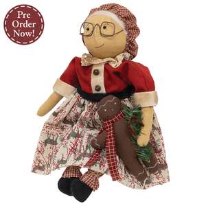Olde Thyme Mrs. Claus Doll With Gingerbread Man