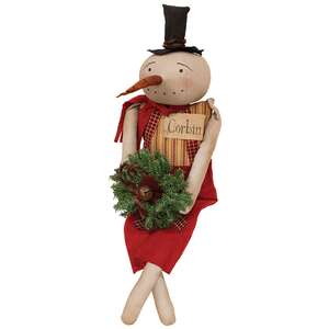 Corbin Snowman Doll With Pine Wreath