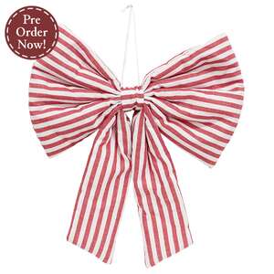 Red Striped Bow - 13.5"H