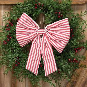 Red Striped Bow - 13.5"H