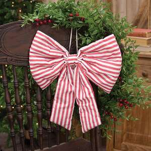 Red Striped Bow - 13.5"H