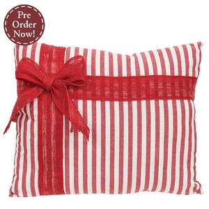Red Striped Bow Pillow