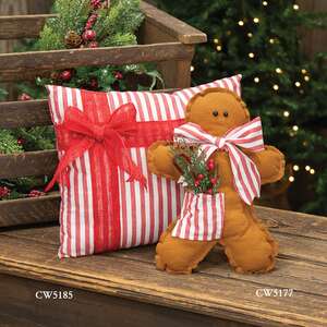 Red Striped Bow Pillow