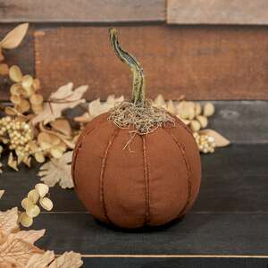 Stuffed Mossy Top Round Orange Pumpkin - 6" Dia.