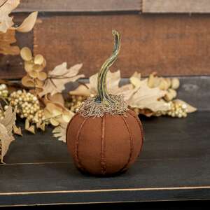 Stuffed Mossy Top Round Orange Pumpkin - 4" Dia.