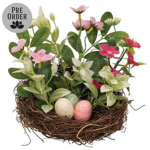 New Growth Blooms & Eggs Nest - 6 In