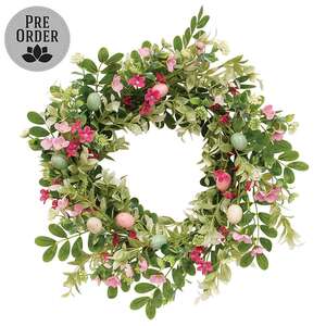 New Growth Blooms & Eggs Wreath - 18 In