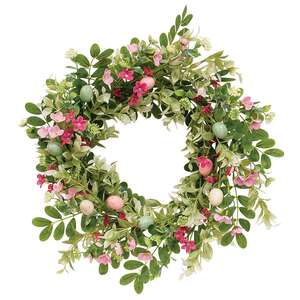 New Growth Blooms & Eggs Wreath - 18 In