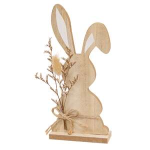 Wood Bunny with Foliage Sitter - 12"H