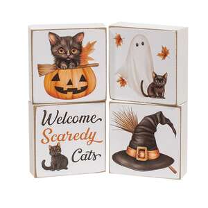 Welcome Scaredy Cat 2" Sq. Block - 4 Asstd.