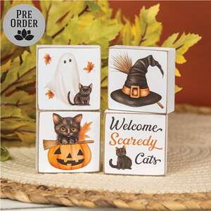 Welcome Scaredy Cat 2" Sq. Block - 4 Asstd.