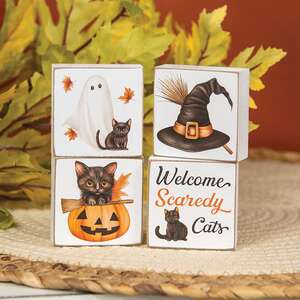 Welcome Scaredy Cat 2" Sq. Block - 4 Asstd.