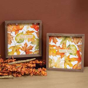 Hello Fall Vibes Box Sign - 8" Sq. - 2 Asstd.