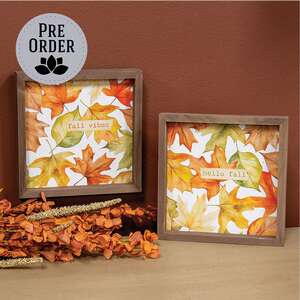 Hello Fall Vibes Box Sign - 8" Sq. - 2 Asstd.