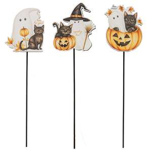 Spooky Boo Wooden Plant Poke - 3 Asstd.