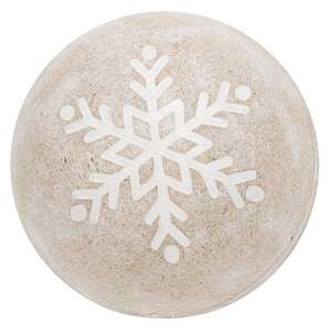 Distressed White Wooden Snowflake Engraved Decorative Ball - 3 Asstd.