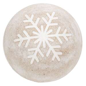 Distressed White Wooden Snowflake Engraved Decorative Ball - 3 Asstd.