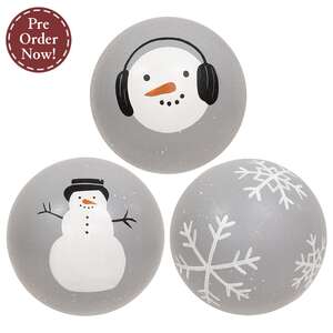 Scattered Snowman & Snowflake Decorative Ball - 4" - 3 Asstd.