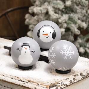 Scattered Snowman & Snowflake Decorative Ball - 4" - 3 Asstd.