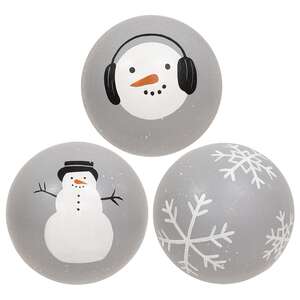 Scattered Snowman & Snowflake Decorative Ball - 4" - 3 Asstd.