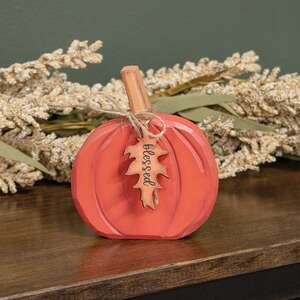 Hand Carved Wooden Blessed Pumpkin Sitter