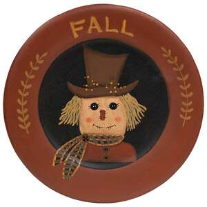 Fall Scarecrow With Scarf Wooden Plate - 9.5"