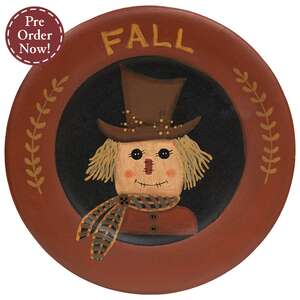 Fall Scarecrow With Scarf Wooden Plate - 9.5"