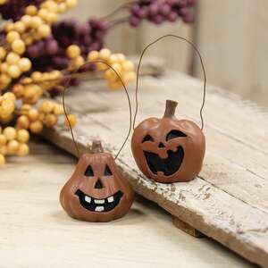 2 Set - Spooky Resin Jack O Lantern Ornaments