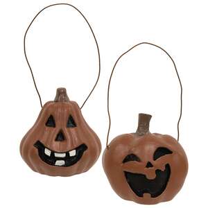 2 Set - Spooky Resin Jack O Lantern Ornaments