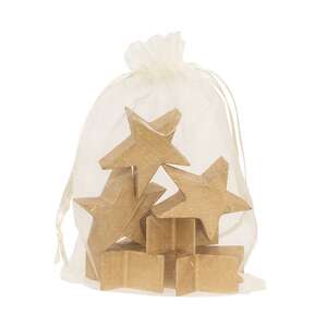6 Set - Gold Wooden Stars