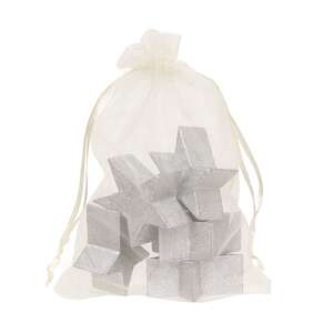 6 Set - Silver Wooden Stars