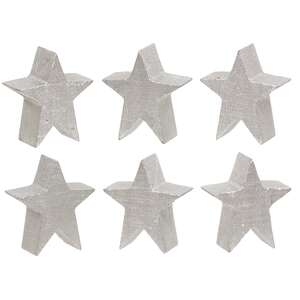 6 Set - Silver Wooden Stars