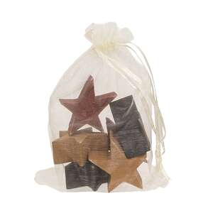 6 Set - Mustard, Burgundy, and Black Wooden Stars