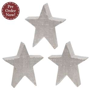 3 Set - Silver Wooden Stars