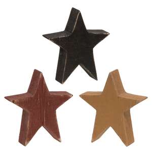 3 Set - Mustard, Burgundy, and Black Wooden Stars