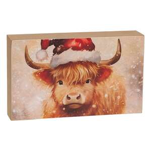 Christmas Highland Cows Box Sign - 3 Asstd.