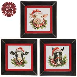 Happy Hogidays Framed Print - 9" sq. - 3 Asstd.