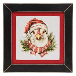 Merry Chickmas Framed Print - 9" sq. - 3 Asstd.