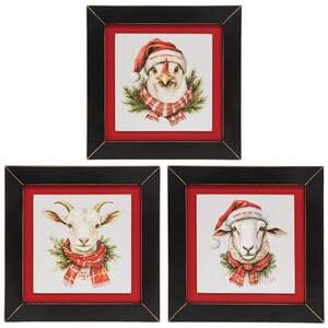 Merry Chickmas Framed Print - 9" sq. - 3 Asstd.