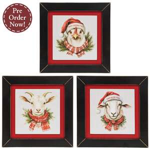 Merry Chickmas Framed Print - 9" sq. - 3 Asstd.