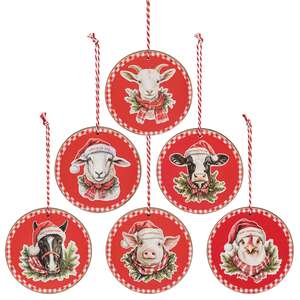Down on the Farm Round Ornament - 6 Asstd.