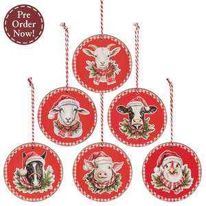 Down on the Farm Round Ornament - 6 Asstd.