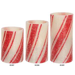 Glittered Candy Cane Timer Pillar - 2.75" x 6"