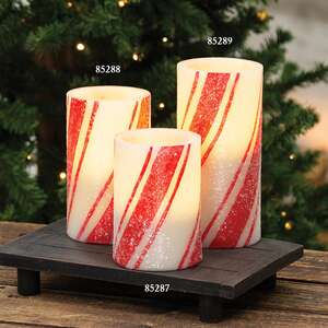 Glittered Candy Cane Timer Pillar - 2.75" x 6"