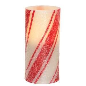Glittered Candy Cane Timer Pillar - 2.75" x 6"
